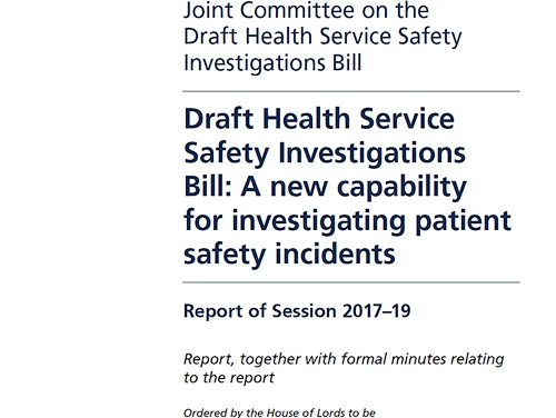 Joint Committee published report on Health Service Safety Investigations Bill