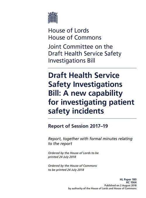 Joint Committee published report on Health Service Safety Investigations Bill