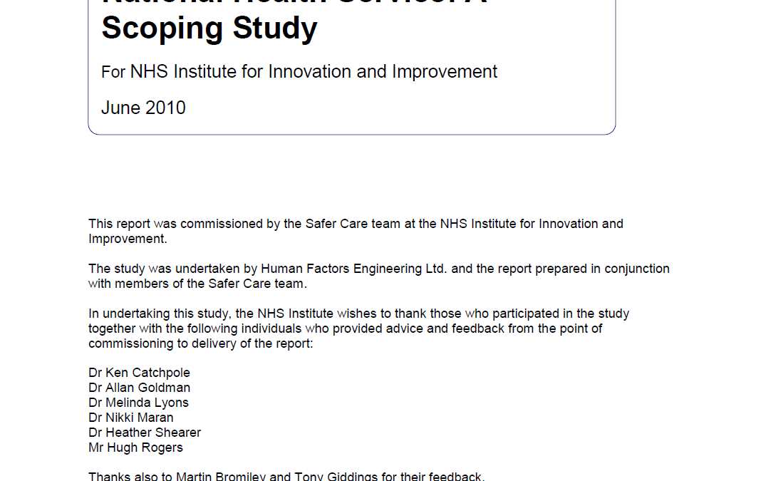 Human Factors training in the NHS – A scoping study