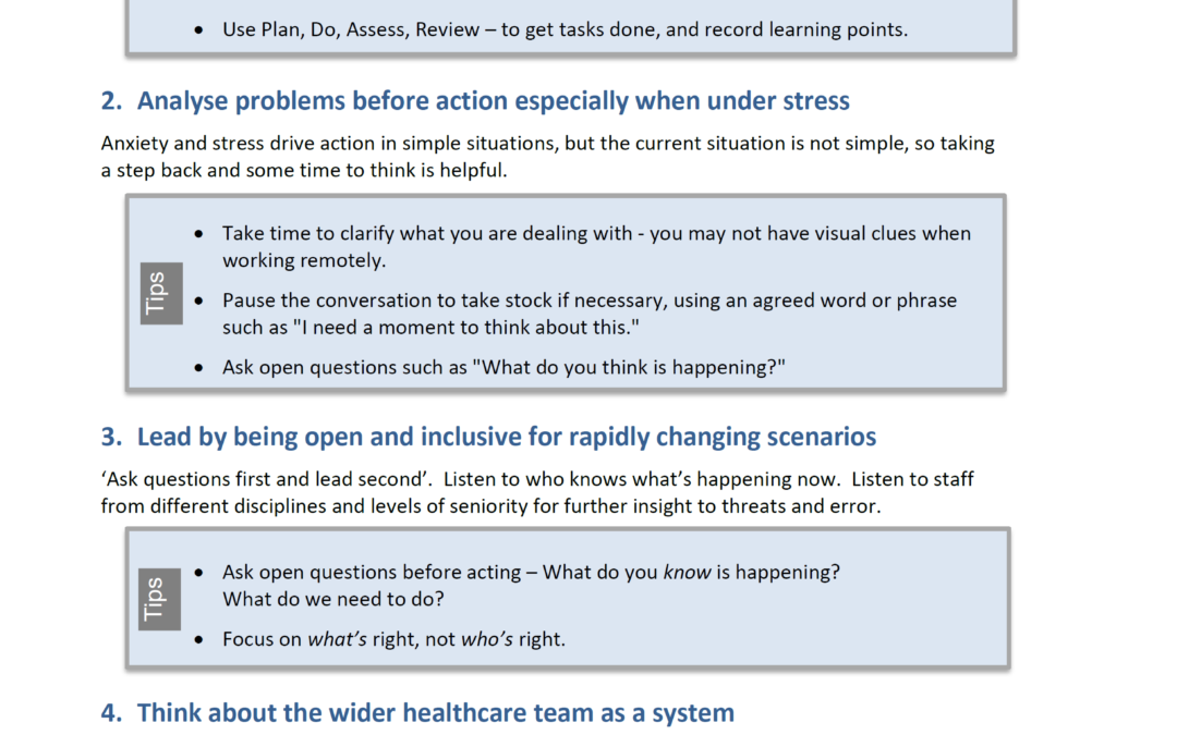 Working under pressure for non-clinical staff and those working remotely