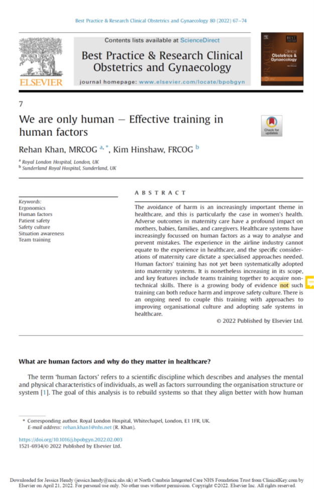 We are only human – Effective training in Human Factors